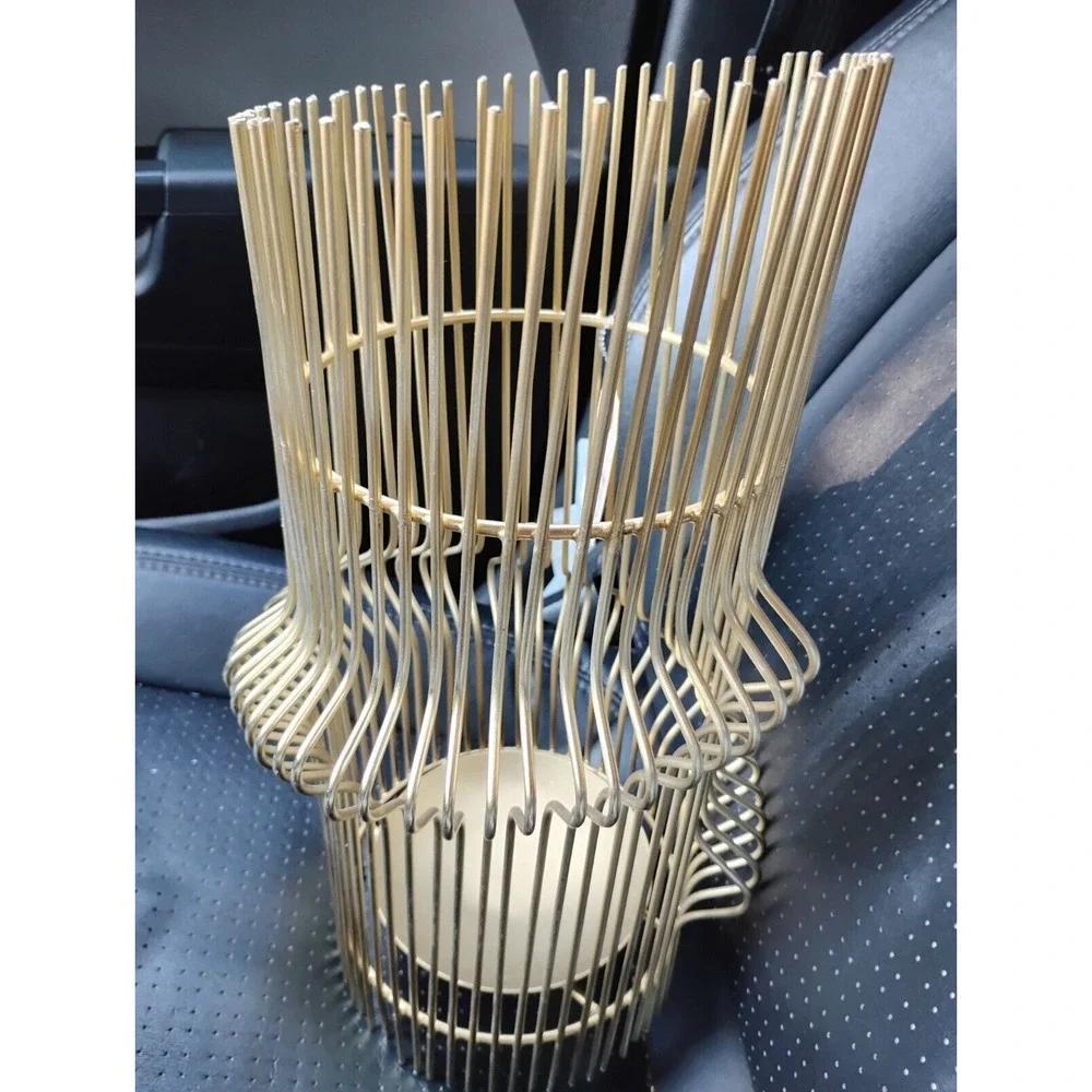 MCM Style Candle Holder Metal Stand for tall Pillar Candle Gold, Brassy‎ 16
